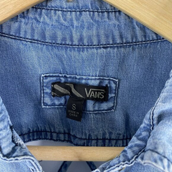 Vans Skater Dress Size Small Lou Chambray Shirt Lattice Back Sleeveless - Picture 4 of 5